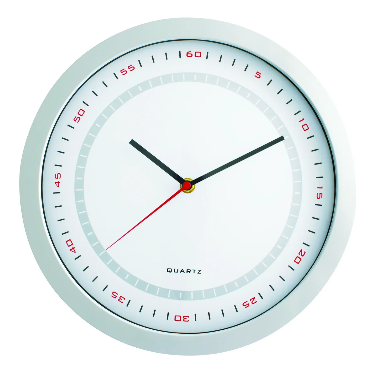 Round quartz wall clock with green rim